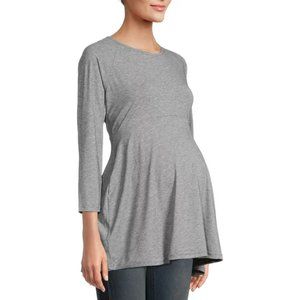 times two Maternity Heather Gray Fit and Flare Top /NWOT/1X